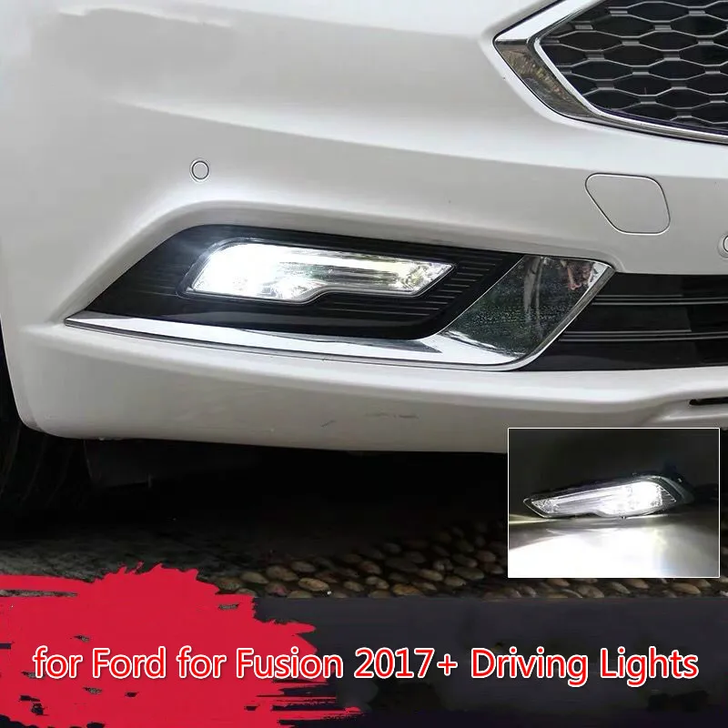 

2Pcs LED DRL Daytime Running Lights Lamps Turn Signal Fog Lights with Wire for Ford for Fusion 2017+ Driving Lights