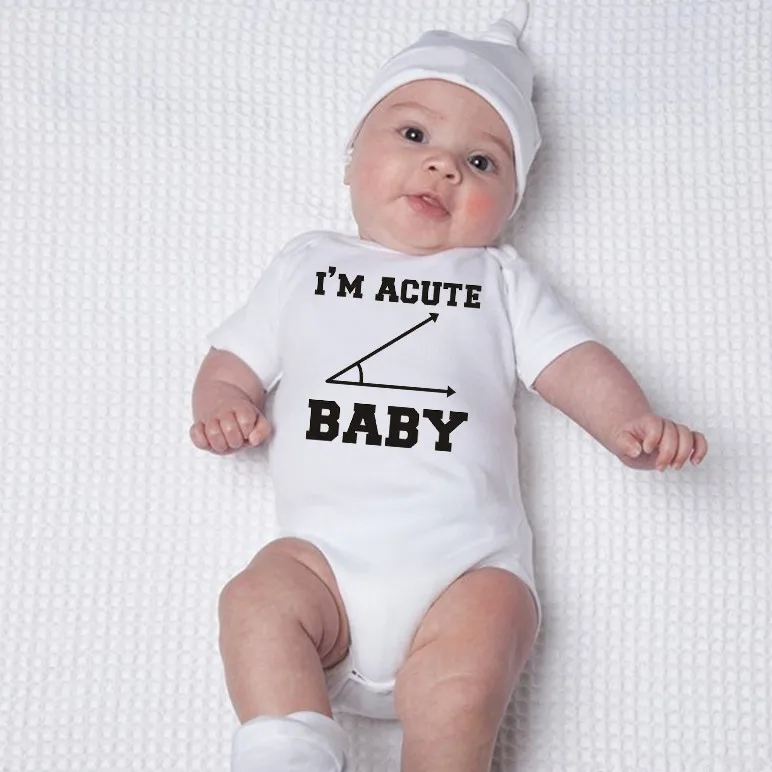 I'm Acute Baby/боди для новорожденных; Забавный хлопковый комбинезон с короткими рукавами для маленьких мальчиков и девочек; ползунки Детский комбинезон; боди; Bebe; комбинезон для младенцев; одежда
