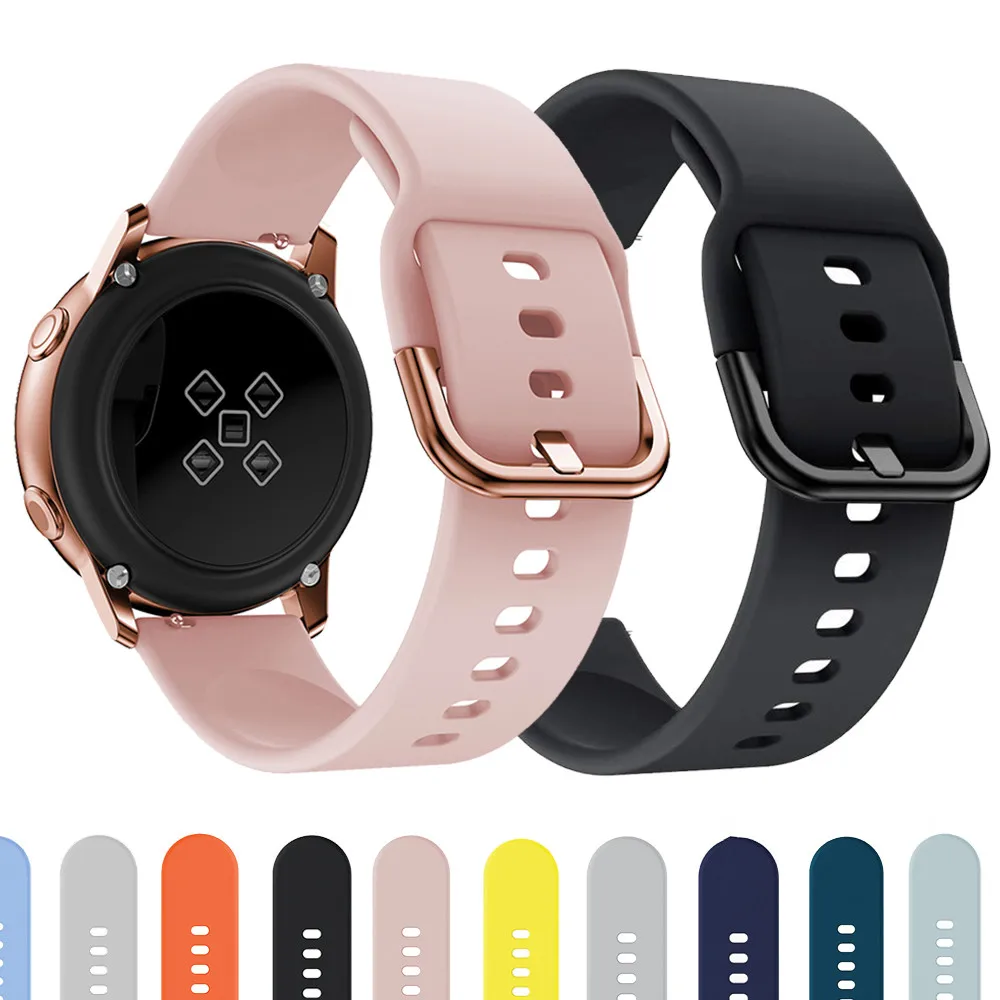18mm 22mm 20mm Strap For Samsung Galaxy watch Active 2 Gear S3 46/42mm Silicone Wristband Huawei Amazfit BIP Bracelet | Наручные часы