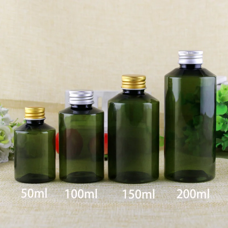 

Free Shipping 50ml 100ml 150ml 200ml Plastic Green Bottle Face Toners Shampoo Package Empty Lotion Cream Essential Oil Container