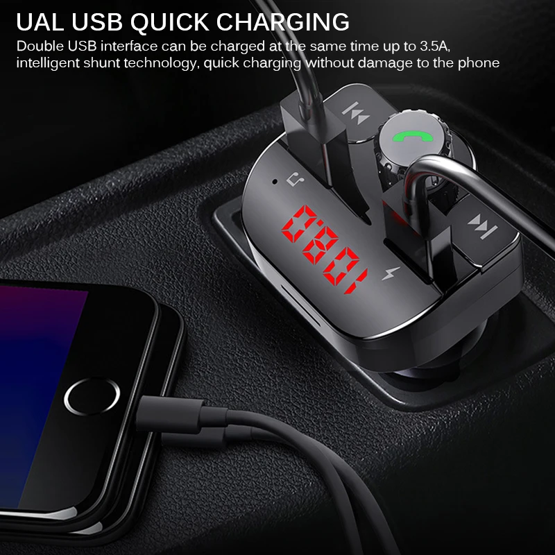Новинка, Bluetooth, fm-передатчик, Автомобильный mp3 плеер, автомобильный fm-передатчик, Bluetooth, MP3, HD вызов, без потерь, качество звука, двойной USB плеер