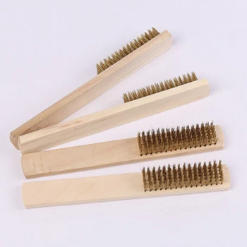 

1pc Wire Scratch Brush With Wood Handle Stainless Steel Bristle Rust Cleaning