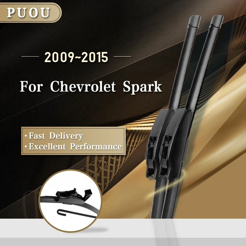 PUOU стеклоочиститель лезвия для Chevrolet Spark M300 Fit Hook Arms 2009 2010 2011 2012 2013 2014 2015 |