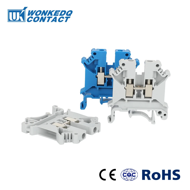 Din Rail Terminal Blocks 10Pcs UK-5N Universal Class Connector Screw Contact Conductors UK5N Panel Mount terminal strips