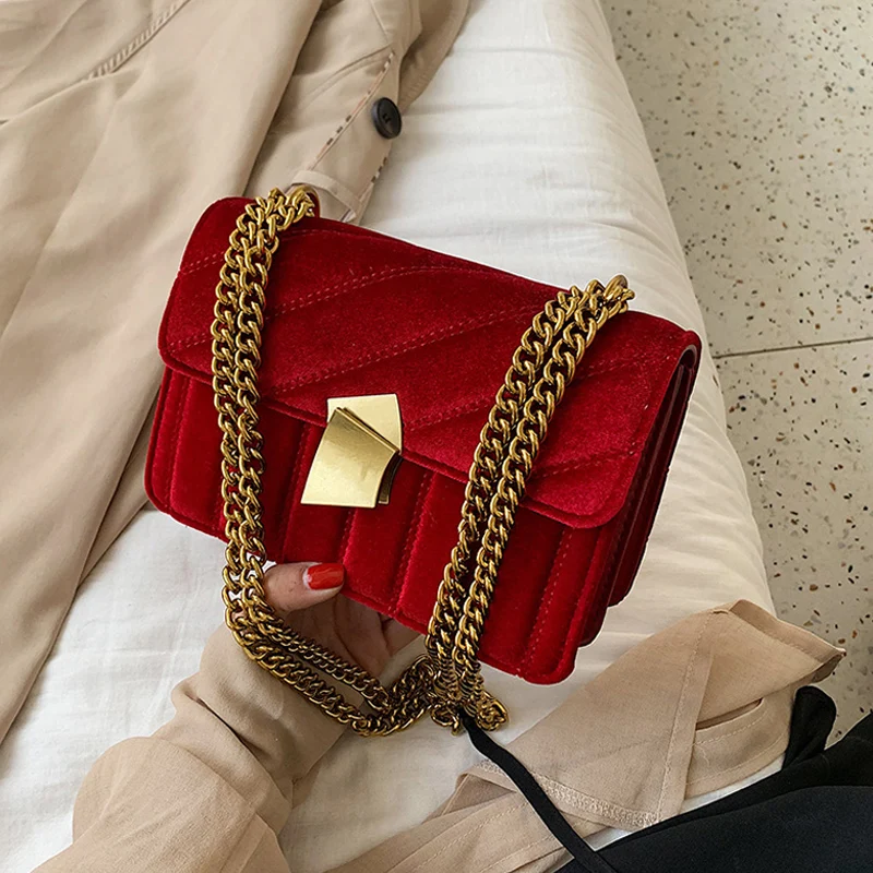 Women Handbag Evening Clutch Metal Chain Shoulder Suede Messenger Bags Wallet 