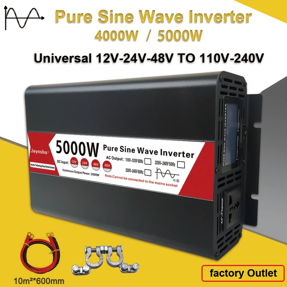 Inverter A Onda Sinusoidale Pura 12V 220V 4000W 5000W Dc 12V 24V 48V A Ac 220V Convertitore Trasformatore Di Energia Solare Per Auto Trasformatore Led