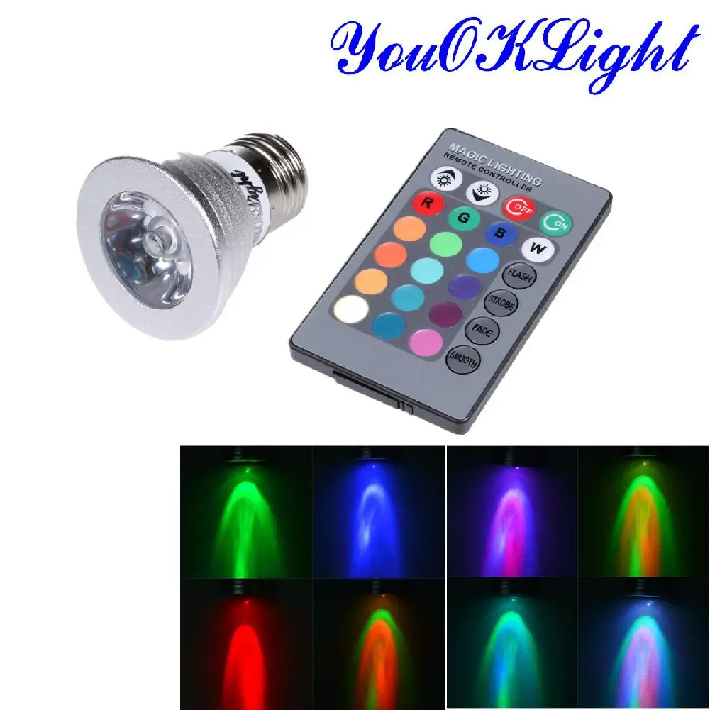 Kuulee E27 3W светодиодный RGB Точечный светильник с дистанционным управлением 16 цветов