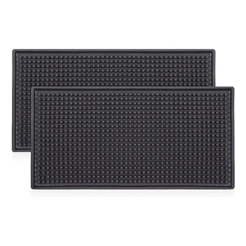 

Bar Mat 12Inch x 6Inch Black Bar Service Spill Mats (2 Pack) Bar Service,Coffee Bar,or Countertop Spill Mats