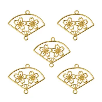 

5Pcs Cherry Blossom Fan Metal Frames Bracelet Connectors UV Resin Jewerly Making N58F