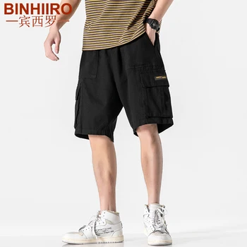 

2020 Cargo Shorts Soft Comfortable Big pocket Knee Length Pants Summer Fashion Elastic Waist Loose Cotton Men's Casual Shorts