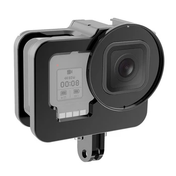 

CNC Aluminum Alloy Protective Case Cage for GoPro 9 HERO9 Black with 52mm UV Lens Filter Cold Shoe Mic Fill Light Mount Adapter