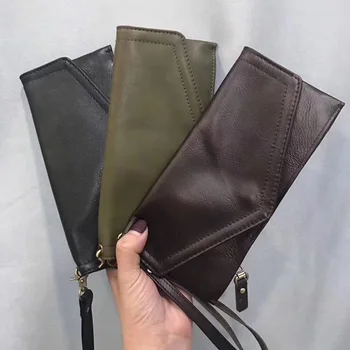 

New Head Leather Personality Retro Long Wallet Simple Envelope Phone Bag