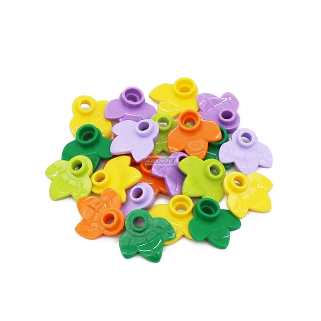 Marumine 32607 1x1 Round Plate With 3 Leaves 100PCS Building Blocks Parts Educational MOC Bricks Compatible Assembles Particles 6
