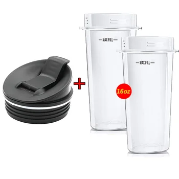 

2pcs 16 oz Ounce Cup with Sip N Seal Lids Spare Replacement Parts Accessories for Nutri Ninja Auto-iQ and Duo Blenders Juicer