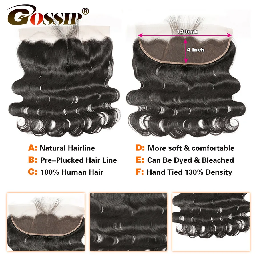 Body Wave 13×4 Lace Frontal Closure Natural Color Closure Gossip 100% Remy Human Hair Closure Piece Brazilian Hair Brown Frontal (4)