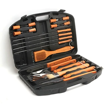 

Wooden Handle BBQ Grill Tool Set 18 Piece Stainless Steel Barbecue Set with Storage Case