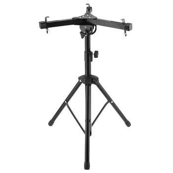 

SEWS-Wooden Drum Pad Stand Holder Aluminum Alloy Foldable Three-Legged Stand for 10-12 Inch Dumb Drum Pads Cymbal