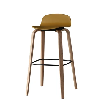 

Nordic Leisure Bar Chair Simple Modern Creative Solid Wood Bar Stool Back High Footstool Household Net Red Bar Chair