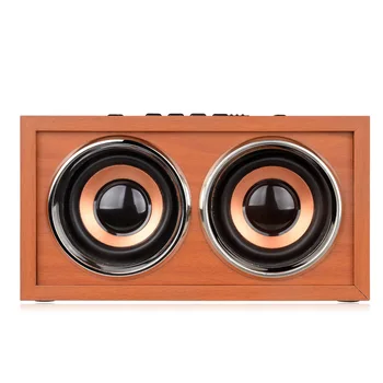 

New W4 Wireless Bluetooth Speaker Dual Speaker Multi-function Card Computer Wooden Audio Built-in Lithium Battery Long Life