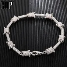 Хип хоп 7 мм Iced Out Bling AAA CZ кубический цирконий спиральное звено цепи браслет для мужчин раппер ювелирные изделия медный Золотой Серебряный