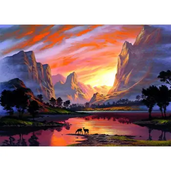 

5D Diamond Painting Sunset by Number Kits, Painting Cross Stitch Full Drill Deco 95AE
