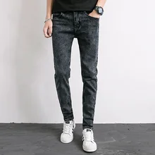 Новые вымытые зимние мужские узкие джинсы fit homme джинсы джинсовые брюки черные модные большие размеры 28-36 длинные брюки мужские джинсы