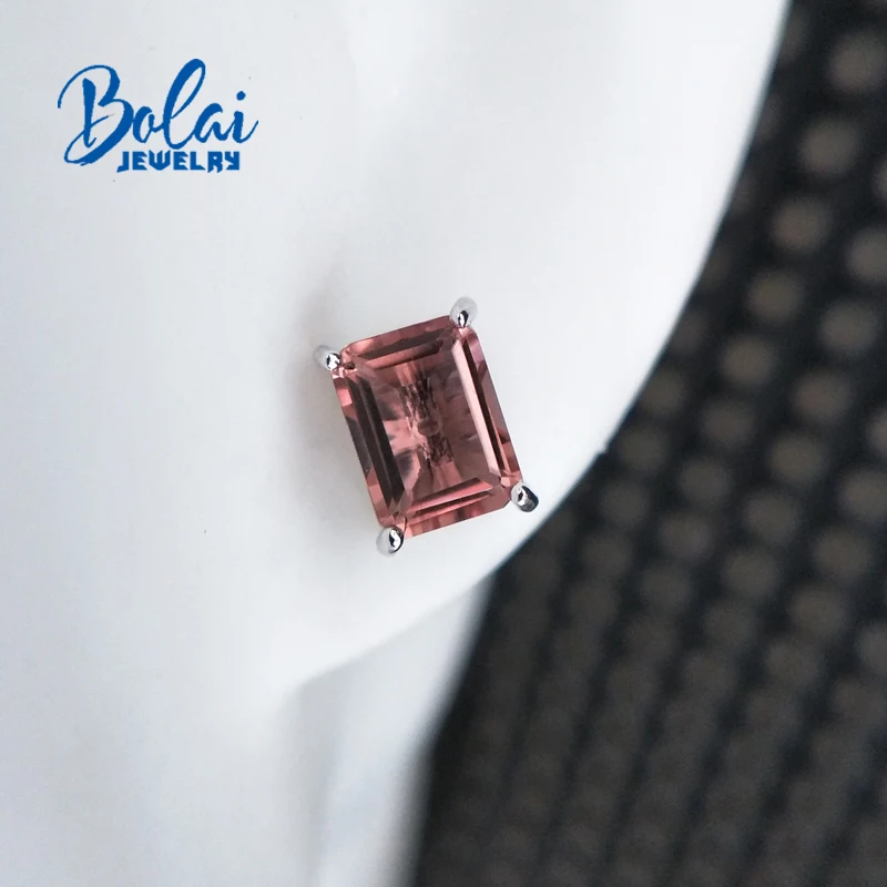 Bolaijewelry, zultanite серьги цвет изменить драгоценный камень с 925 стерлингового серебра простой стиль уха Шпилька ювелирные украшения для девушки wome