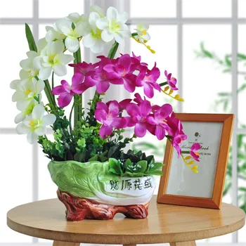 

Artificial Flowers Silk Orchid DIY Fake Flowers Ceramics Bonsai For Wedding Home party office Decoration Fake flowers bonsai