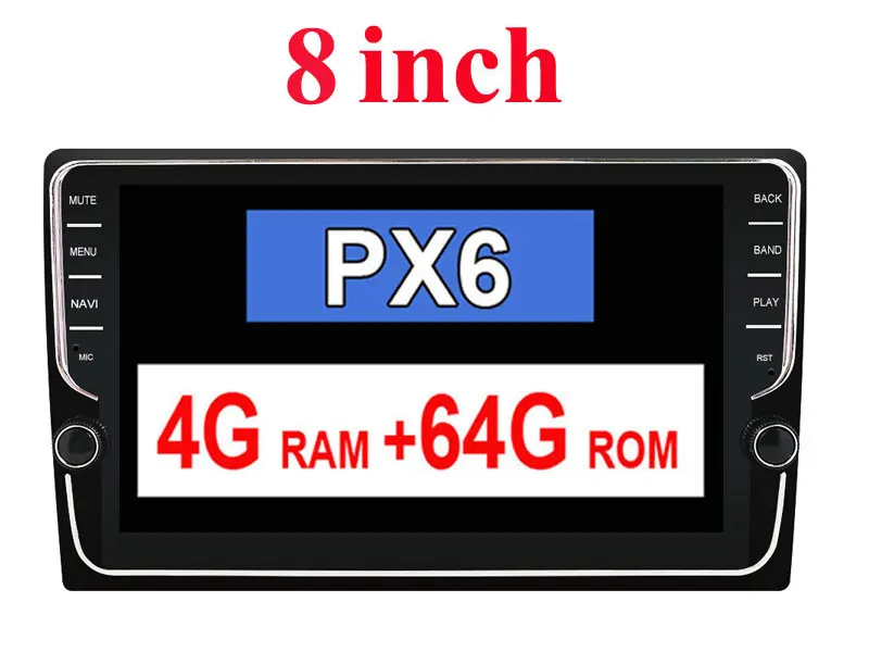 4G 64G Android 9,0 Универсальный 1 din Автомобильный мультимедийный плеер Автомагнитола 2din стерео 1" автомобильный проигрыватель Автомагнитола HDMI PX6 система - Цвет: 8inch PX6 P068
