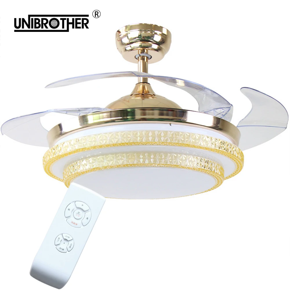 

42 inch ceiling fan lamp with Light Remote Control Acrylic Leaf led for Living Dining Bed room Invisible home decoration