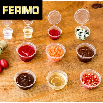 

30pcs/Set 30ml 50ml 100ml Disposable Plastic Takeaway Sauce Cup Containers Food Box with Hinged Lids Pigment Paint Box Reusable