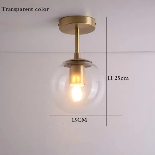 Transparent color Скандинавский стеклянный шар светодиодный потолочный светильник балкон крыльцо прохода Спальня Медь Ретро Винтаж потолочные светильники освещение - Цвет корпуса: Transparent color