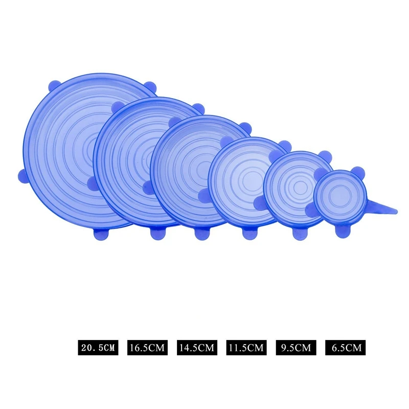12 шт прочная силиконовая растягивающаяся крышка-расширяемая пищевая Крышка для кишки, банка, банки, стеклянной посуды(6 размеров
