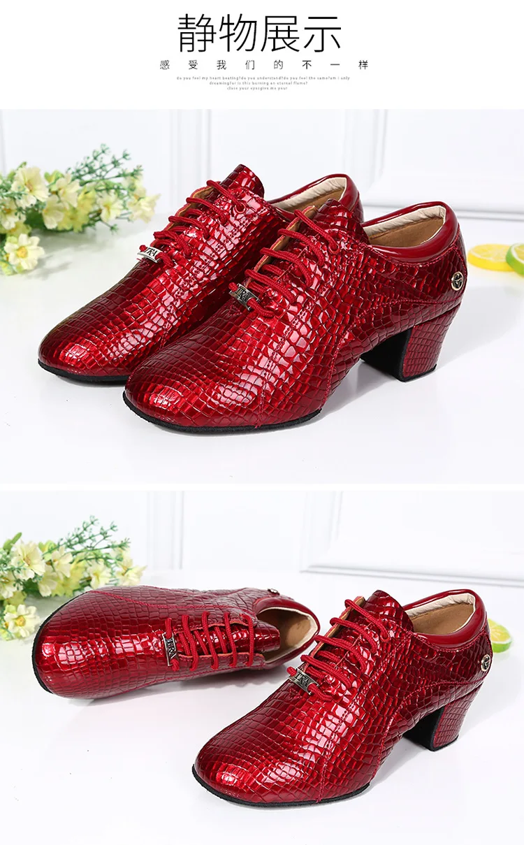 Women's Genuine Leather Latin dance shoes Ballroom dancing shoes classic Lady square dance shoe