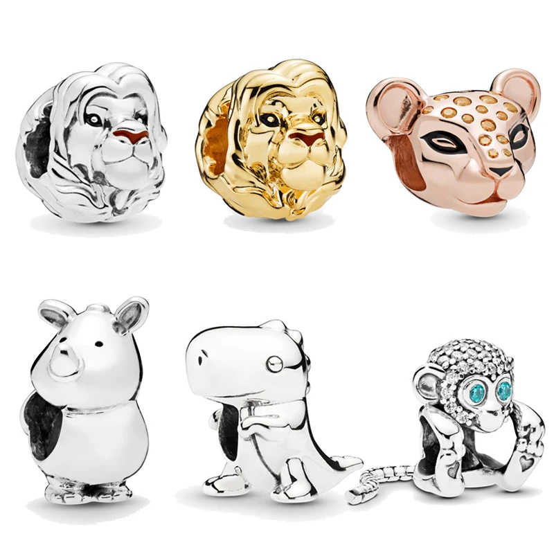 

JrSr new 100% 925 Sterling Silver Beads The Lion King Princess Charms fit Pandora Bracelet Women DIY Jewelry gifts Free shipping