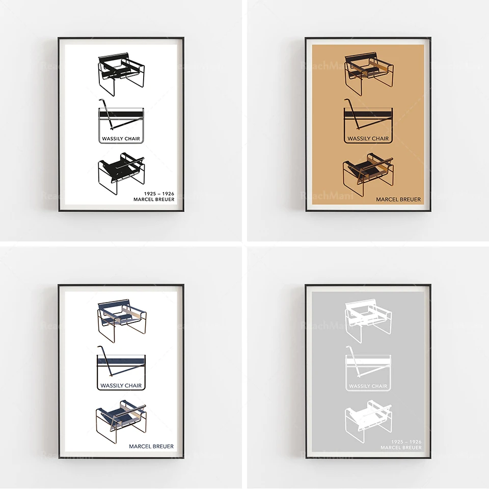 Architettura Vintage Print Bauhaus Lobo Breuer - Wassily Chair Minimal Design Minimaliste Poster Midcentury