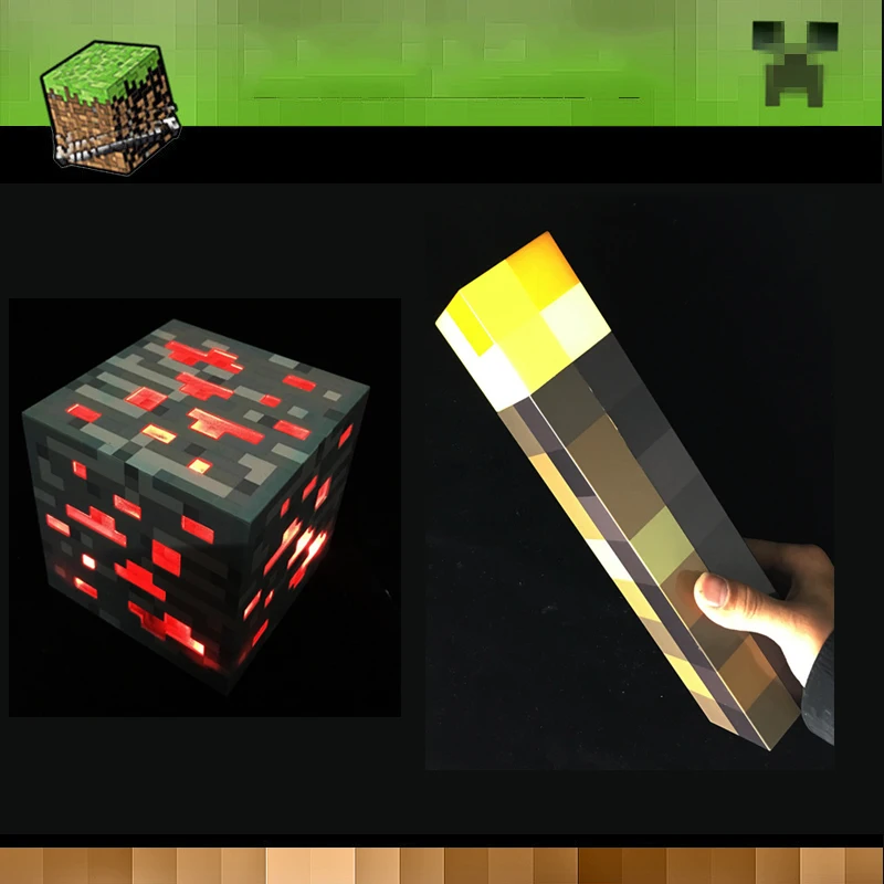  Mine Figures Original Light Up Torch LED AAA Battery Night Lamp Hand Held or Wall Mount Lighting Ki - 32966958397