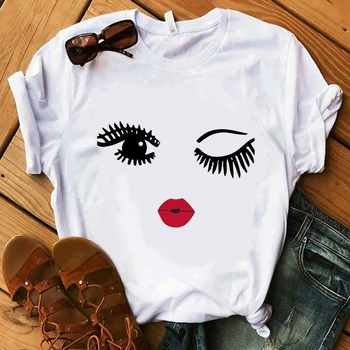 

Fashion T Shirt Lady Luxury Make Up Collection Coffee T-Shirt Women Summer Casual Tops Girl Hipster T-shirts
