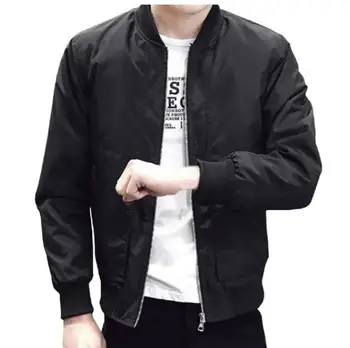 

Hot 2020 Men Jacket Warm Slim Long Sleeve baseball Jackets Zipper Solid Jacket Male Outwear