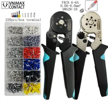Alicates de friso terminais tubulares vxc8 6-6a para 0.06-6mm2 28-10awg terminais de alta precisão alicates elétricos braçadeira conjuntos