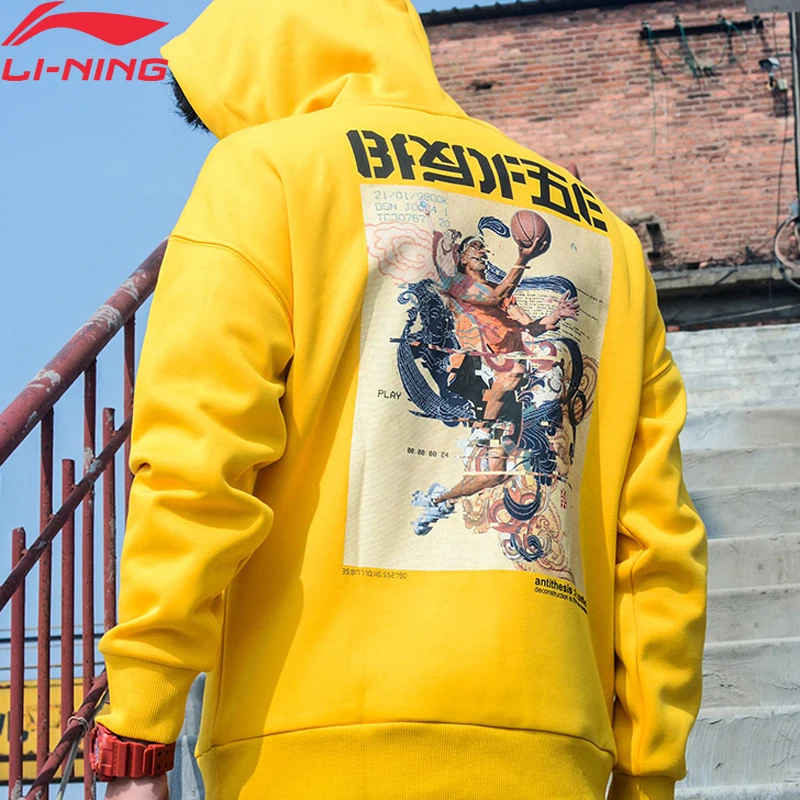 

Li-Ning Men Basketball Hoodie WARM AT Fleece Loose Fit 66% Polyester 34% Cotton li ning LiNing Sports Sweater AWDP595 MWW1618