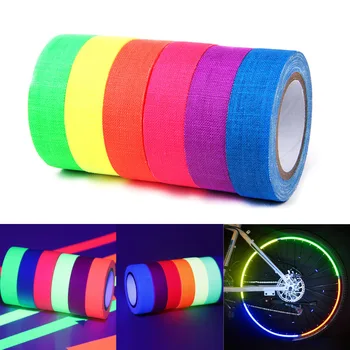 

6pcs/Set Fluorescent Tape UV Blacklight Reactive Glow in The Dark Tape Neon Gaffer Tape Safety Warning for Home Decor