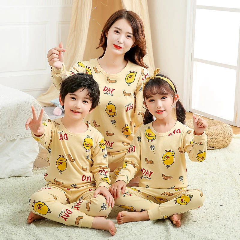 Printed Tshirt Pajamas-Sets Family Matching Family-Look Mama Autumn Suits