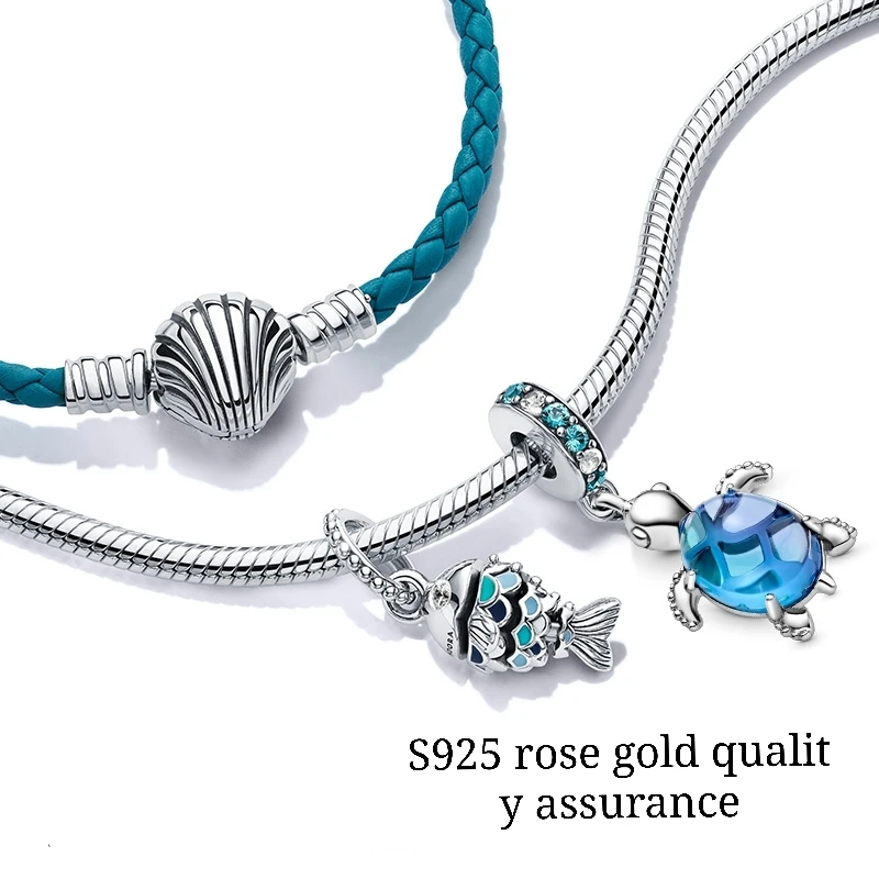 Genuine 925 sterling silver marine animal hanging bead pendant suitable for original Pandora bracelet ladies fashion jewelry