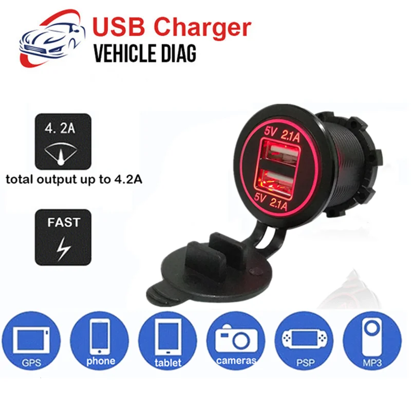 Автомобильное зарядное устройство 4 2 а с двумя USB-портами светодиодный дисплеем |
