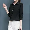 Leisure White Black Red Shirt Women Blouses Casual Korean Fashion Slim Long Sleeve Lapel Shirts Office Work Button Blouse Blusas ► Photo 1/6
