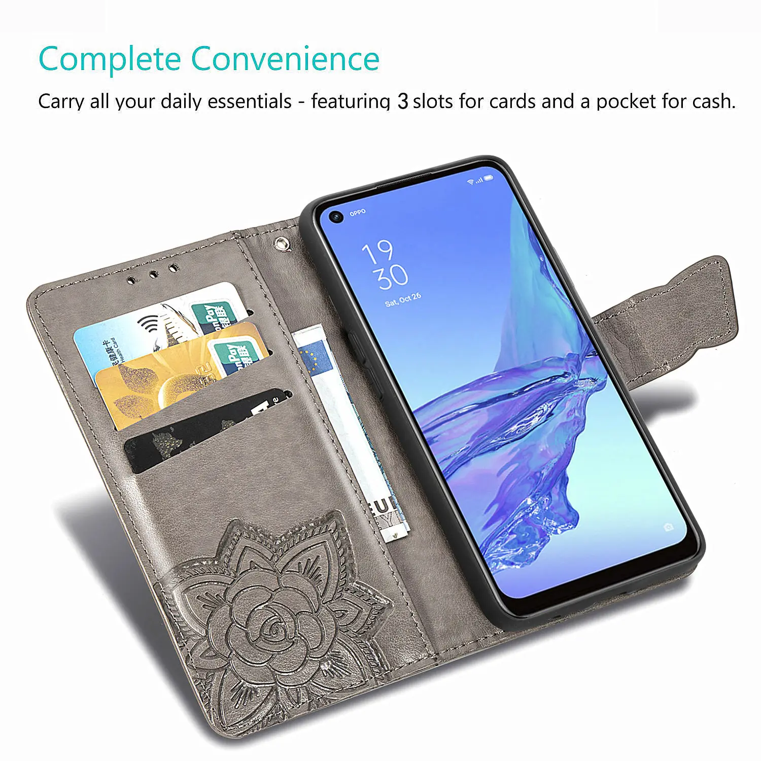 Realme C33 Custodia a portafoglio Flip Cover Custodia in pelle per OPPO