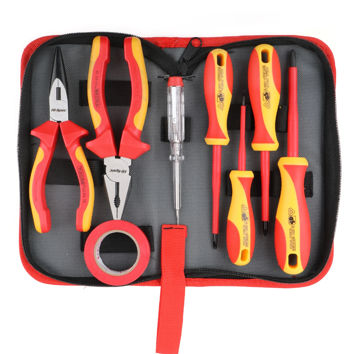 Hi-Spec 8pc VDE 1000V Approved Insulated Electrician Tool Set S2 Magnetic Screwdriver Set Tester Electric Tape Cutting Pliers
