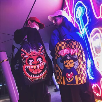 

2020 Inkjet Large-capacity Student Fashion Backpack Hip-hop Oxford Cloth Creative Travel Backpack Student Schoolbag Female