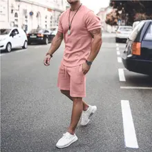 New Summer Men's Tracksuit Casual Set Short-sleeved Oversized T-Shirt Shorts 2-piece Suit Sportswear Loose Men's Clothing Suit